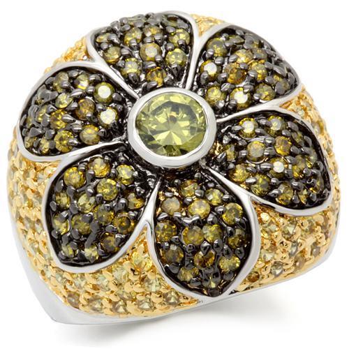 Rhodium+Gold+ Ruthenium Brass Ring with AAA Grade CZ in Multi Color Size 7