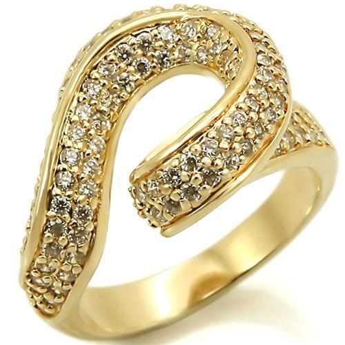 Gold Brass Ring with AAA Grade CZ in Clear Size 5