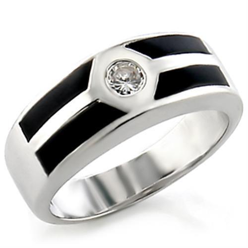 Rhodium Brass Ring with AAA Grade CZ in Clear Size 6