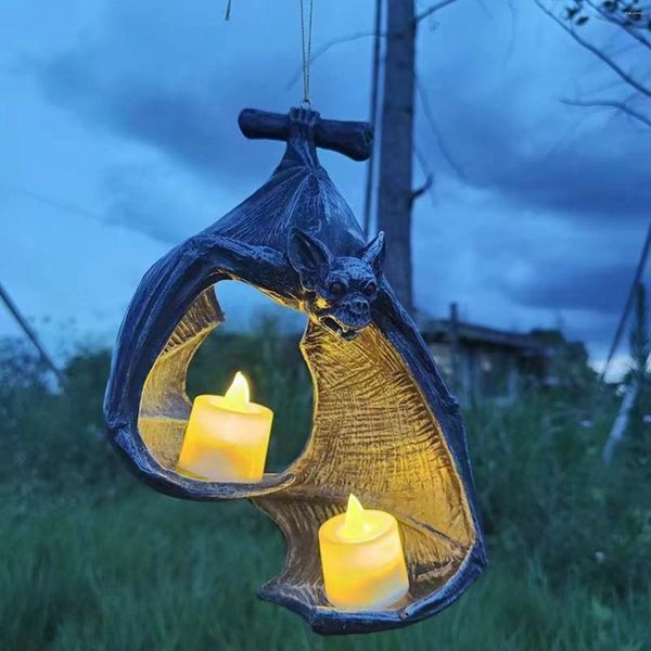 Candle Holders Bat Wall Tealight Holder Halloween Candlestick Statue Garden Hanging Light Home Decoration
