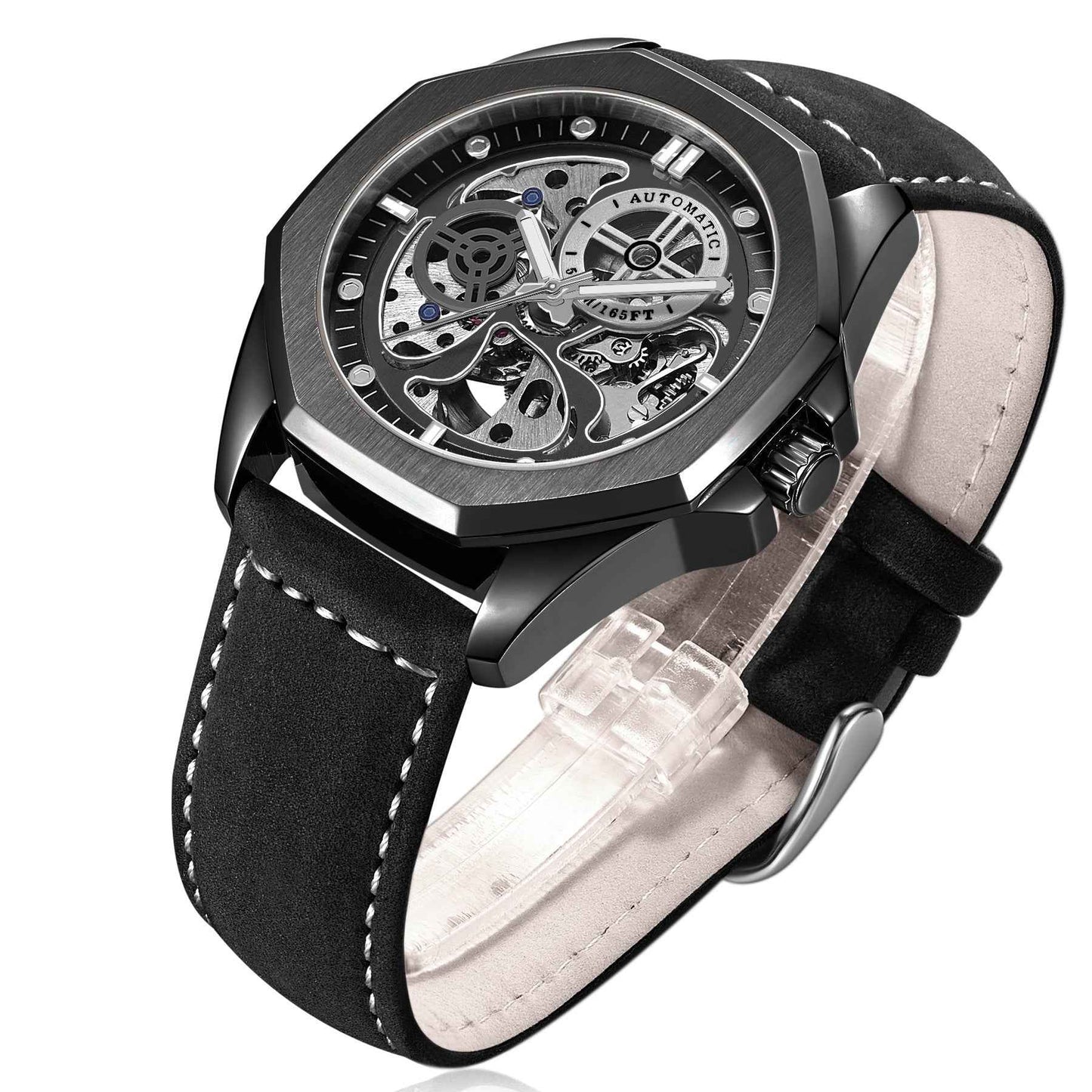 New Hollow Automatic Leather Watch for Men with Waterproof Feature