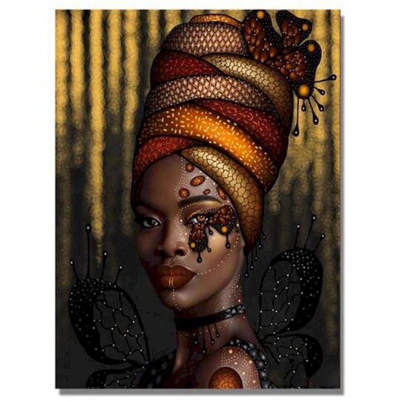 Color: 1style, Size: 60x75cm - African Woman Portrait Digital Painting DIY