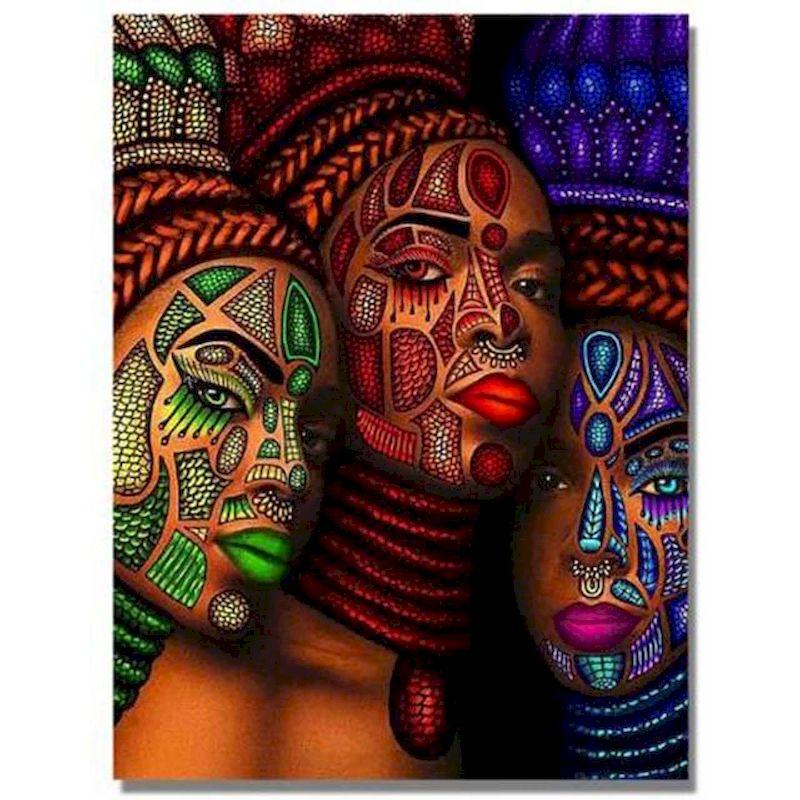 Color: 3style, Size: 50x65cm - African Woman Portrait Digital Painting DIY