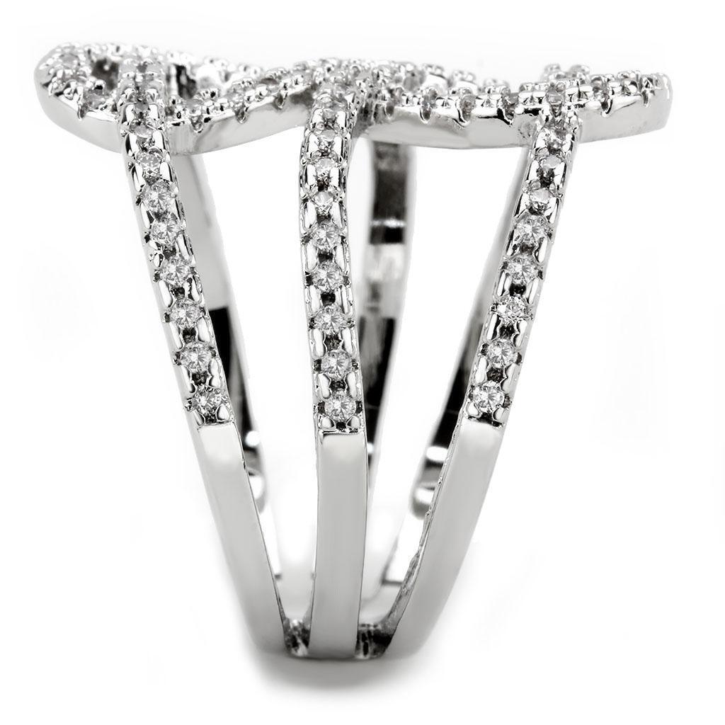 Rhodium Brass Ring with AAA Grade CZ in Clear