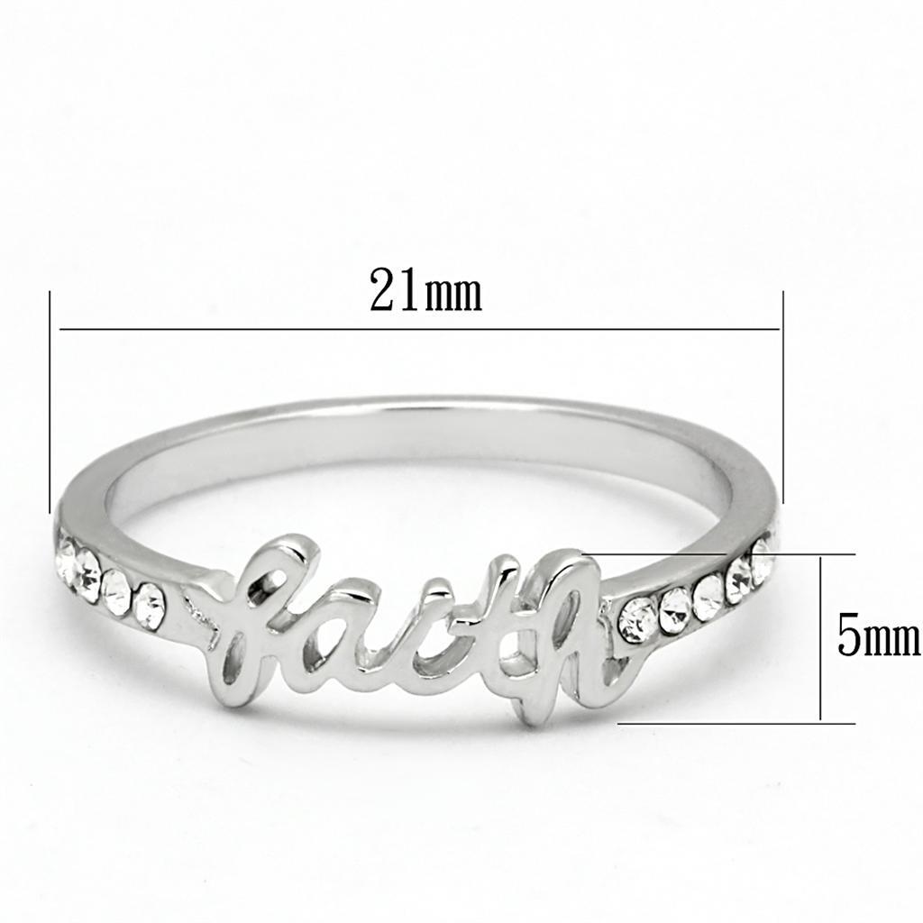 LO3968 - Rhodium Brass Ring with Top Grade Crystal in Clear
