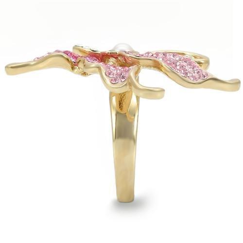 Gold Brass Ring with Top Grade Crystal in Multi Color