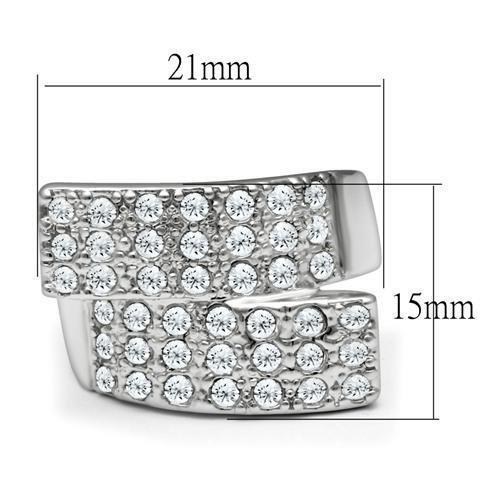 LO2095 - Rhodium Brass Ring with Top Grade Crystal in Clear