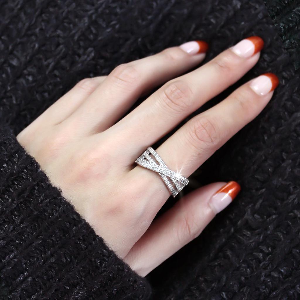 Rhodium Brass Ring with AAA Grade CZ in Clear