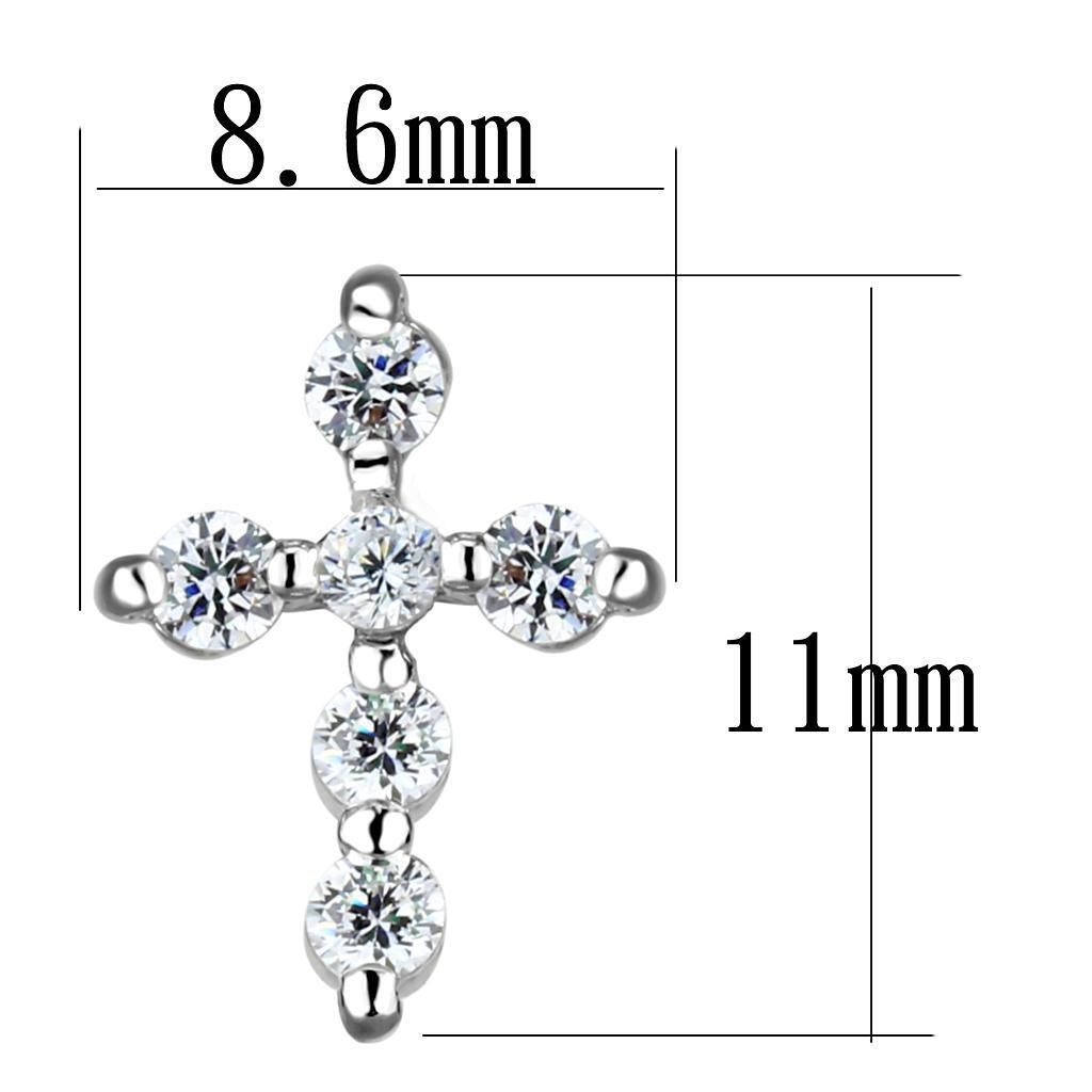 3W1294 - Rhodium Brass Earrings with AAA Grade CZ in Clear