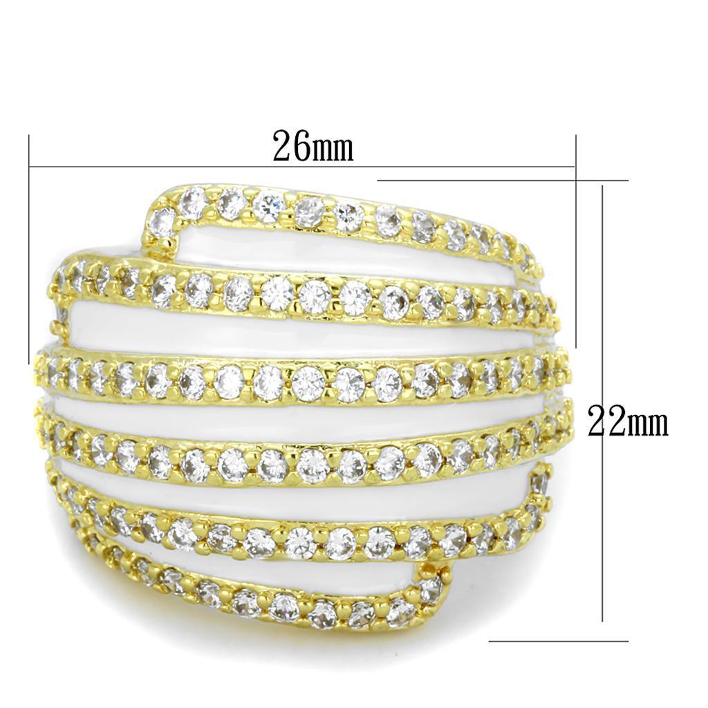 LO3368 - Gold Brass Ring with AAA Grade CZ in Clear