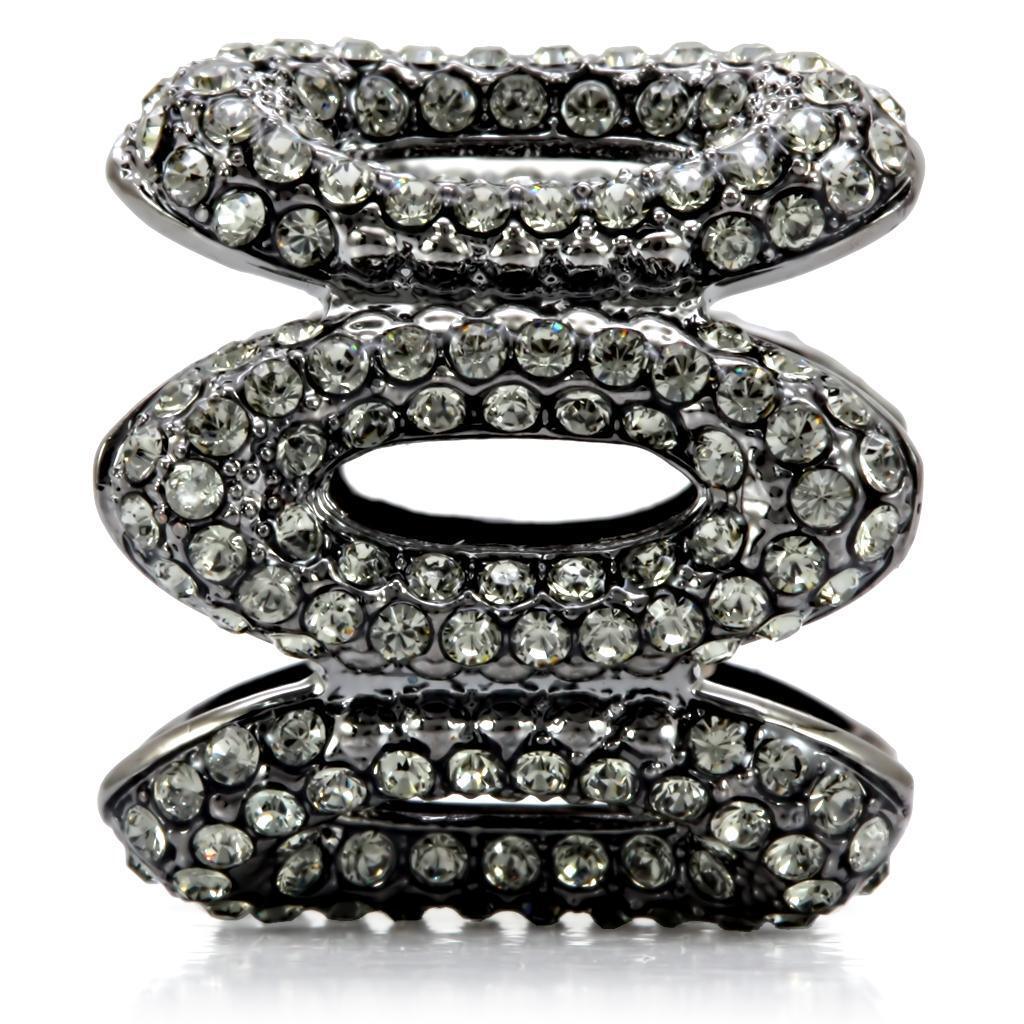 Ruthenium Brass Ring with Top Grade Crystal in Black Diamond Size 7