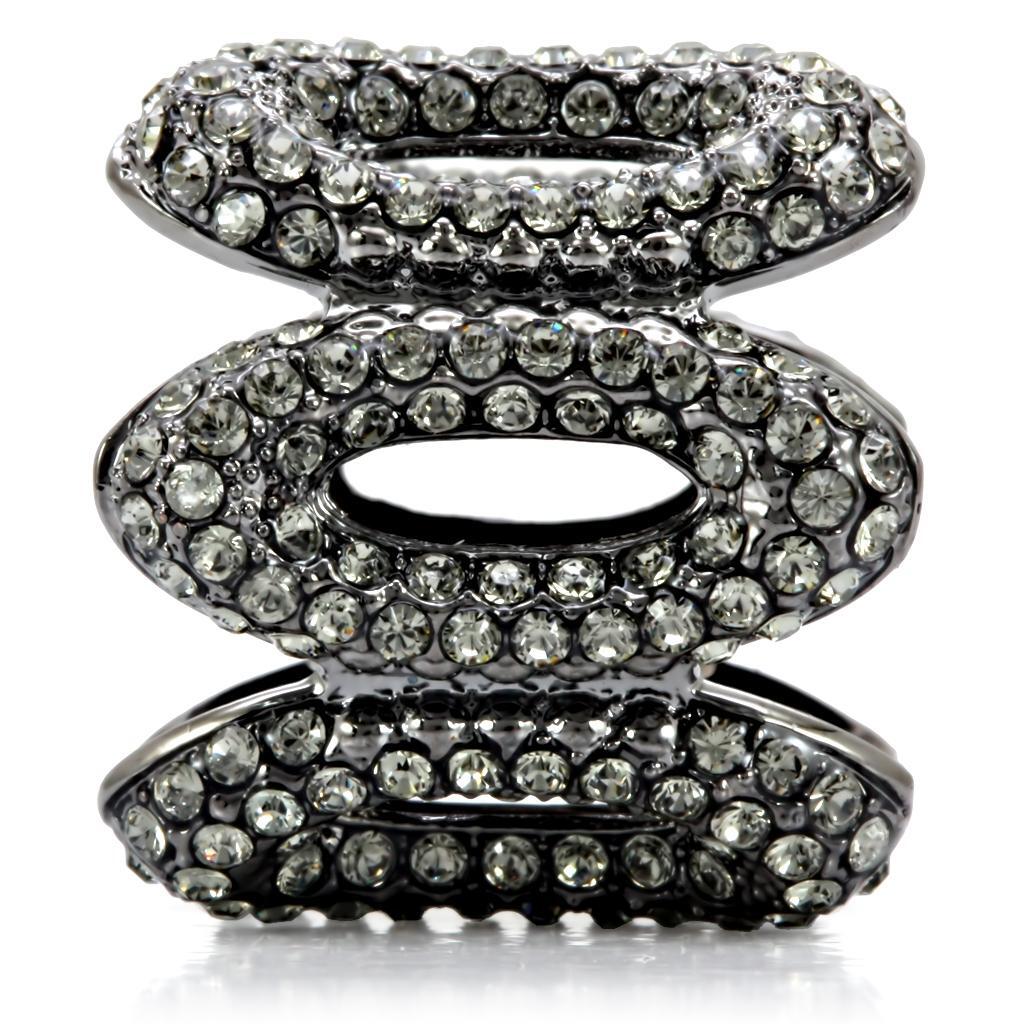 Ruthenium Brass Ring with Top Grade Crystal in Black Diamond Size 7