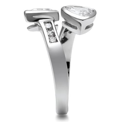 3W228 - Rhodium Brass Ring with AAA Grade CZ in Clear