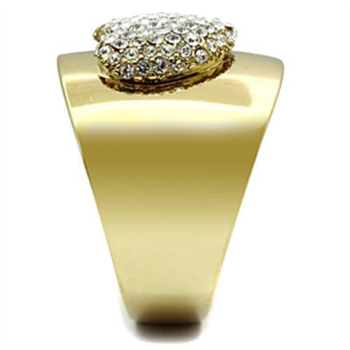 GL293 - IP Gold(Ion Plating) Brass Ring with Top Grade Crystal in Clear