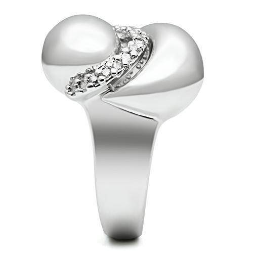 3W227 - Rhodium Brass Ring with AAA Grade CZ in Clear