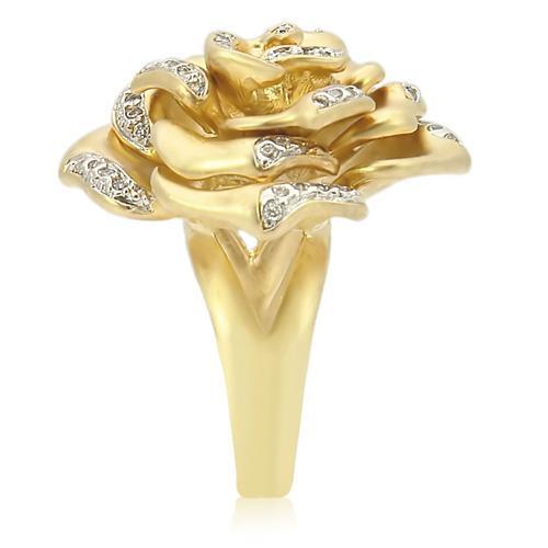 Matte Gold & Rhodium Brass Ring with AAA Grade CZ in Clear Size 6