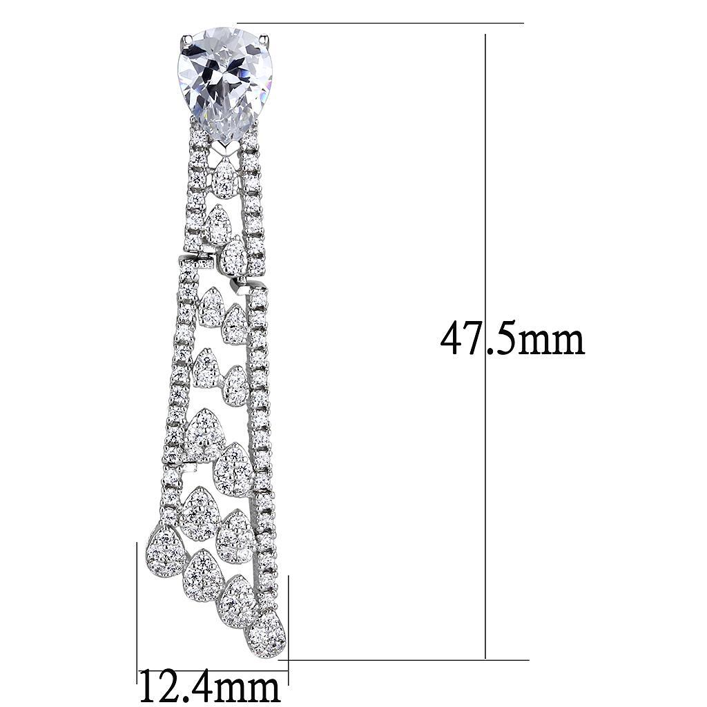 3W1434 - Rhodium Brass Jewelry Sets with AAA Grade CZ in Clear