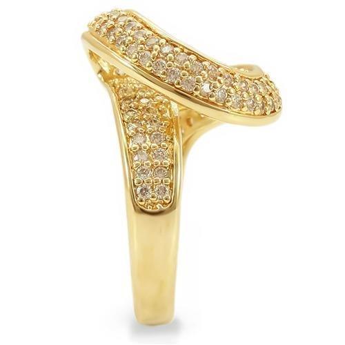 Gold Brass Ring with AAA Grade CZ in Clear Size 5