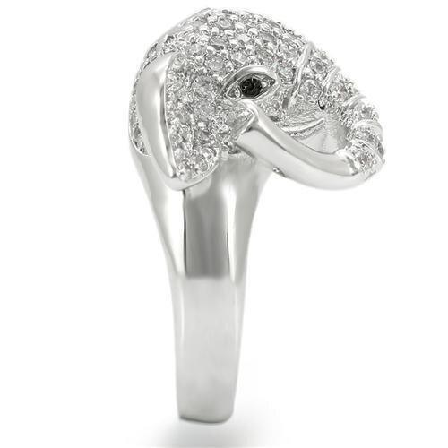 Rhodium Brass Ring with Top Grade Crystal in Jet
