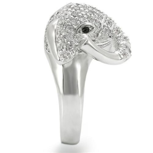 Rhodium Brass Ring with Top Grade Crystal in Jet
