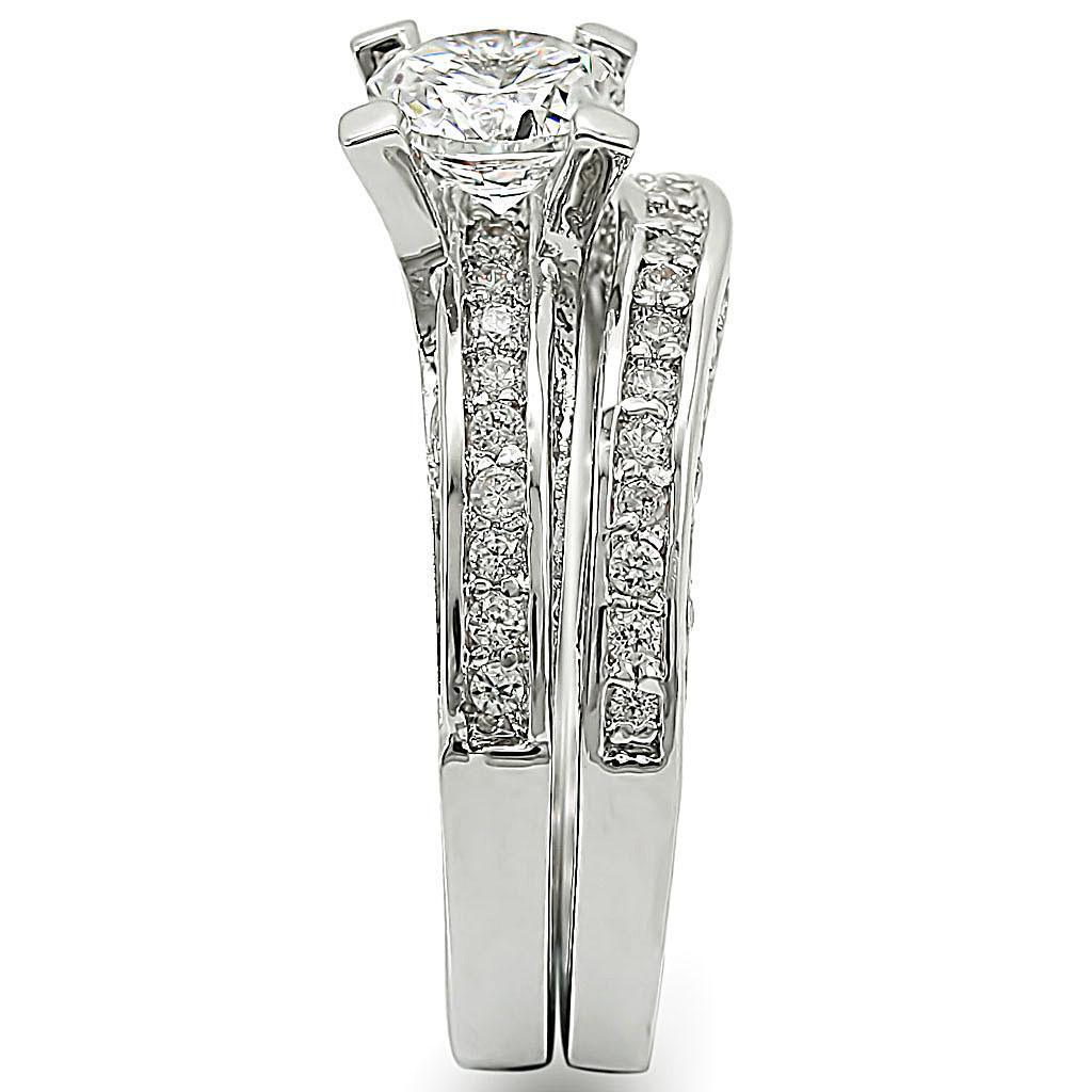 Rhodium Brass Ring with AAA Grade CZ in Clear Size 10