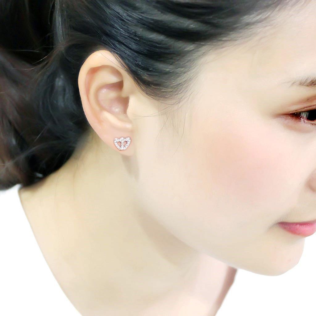 LO4673 - Rhodium Brass Earrings with Top Grade Crystal in Clear