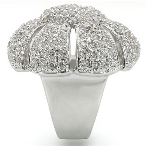 Rhodium Brass Ring with AAA Grade CZ in Clear Size 7