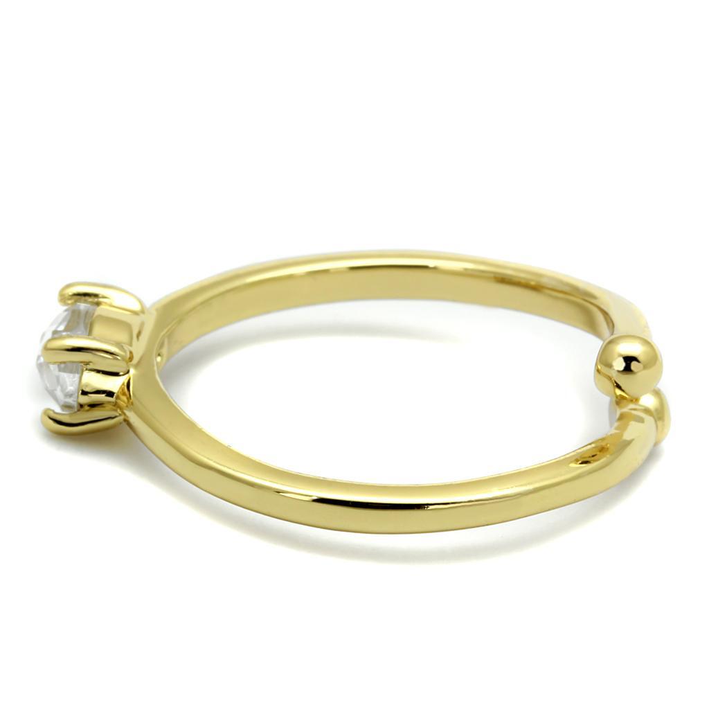 LO4067 - Flash Gold Brass Ring with AAA Grade CZ in Clear