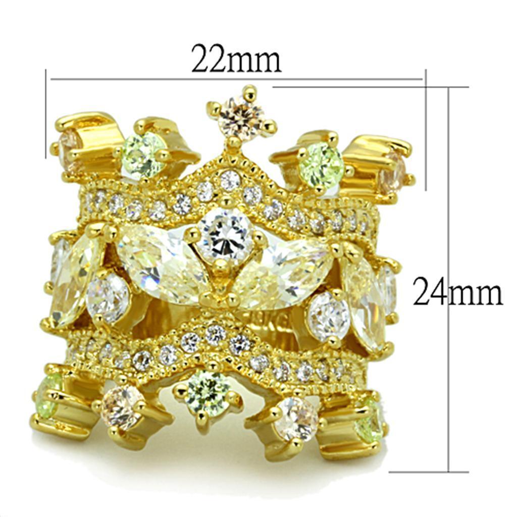 LO3247 - Gold Brass Ring with AAA Grade CZ in Clear