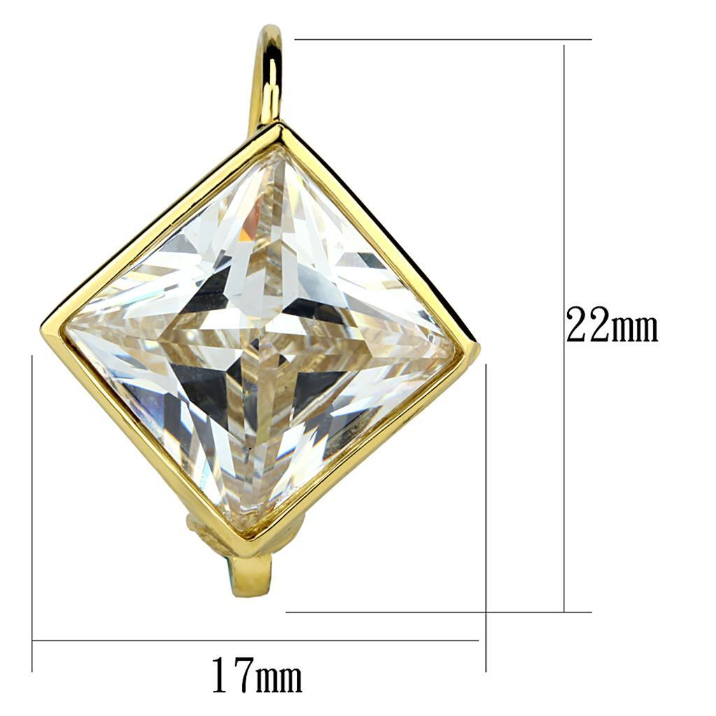 LO3867 - Gold Brass Earrings with AAA Grade CZ in Clear