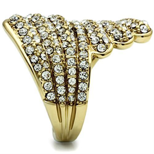 IP Gold(Ion Plating) Brass Ring with Top Grade Crystal in Clear