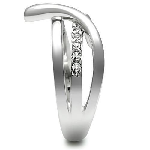 3W216 - Rhodium Brass Ring with Top Grade Crystal in Clear