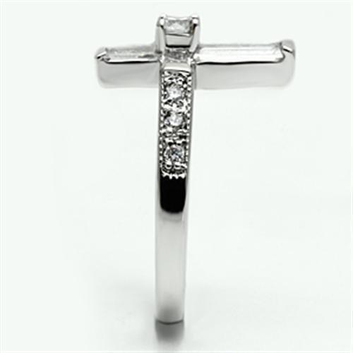 3W288 - Rhodium Brass Ring with AAA Grade CZ in Clear