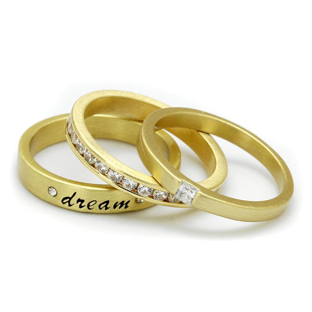 LO4114 - Gold Brass Ring with AAA Grade CZ in Clear