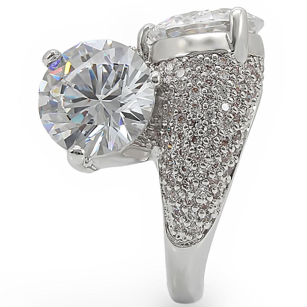Rhodium Brass Ring with AAA Grade CZ in Clear