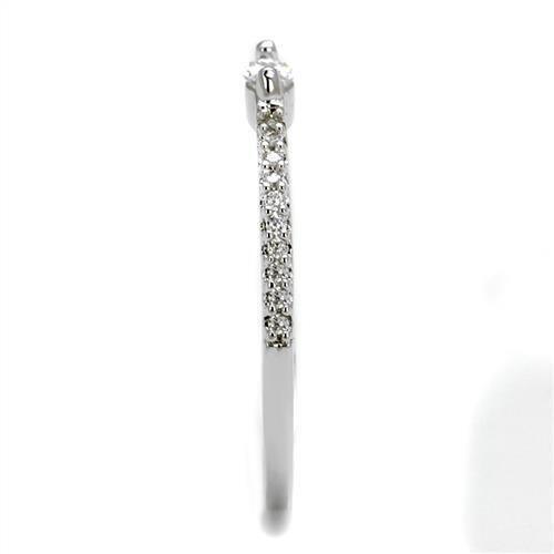 3W1225 - Rhodium Brass Ring with AAA Grade CZ in Clear