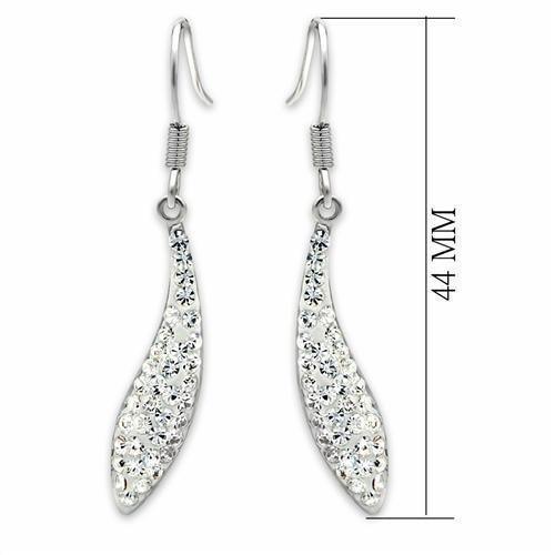 LO2041 - Rhodium Brass Earrings with Top Grade Crystal in Clear