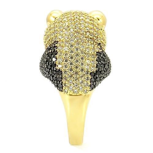 0W182 - Gold+Ruthenium Brass Ring with AAA Grade CZ in Jet Size 8