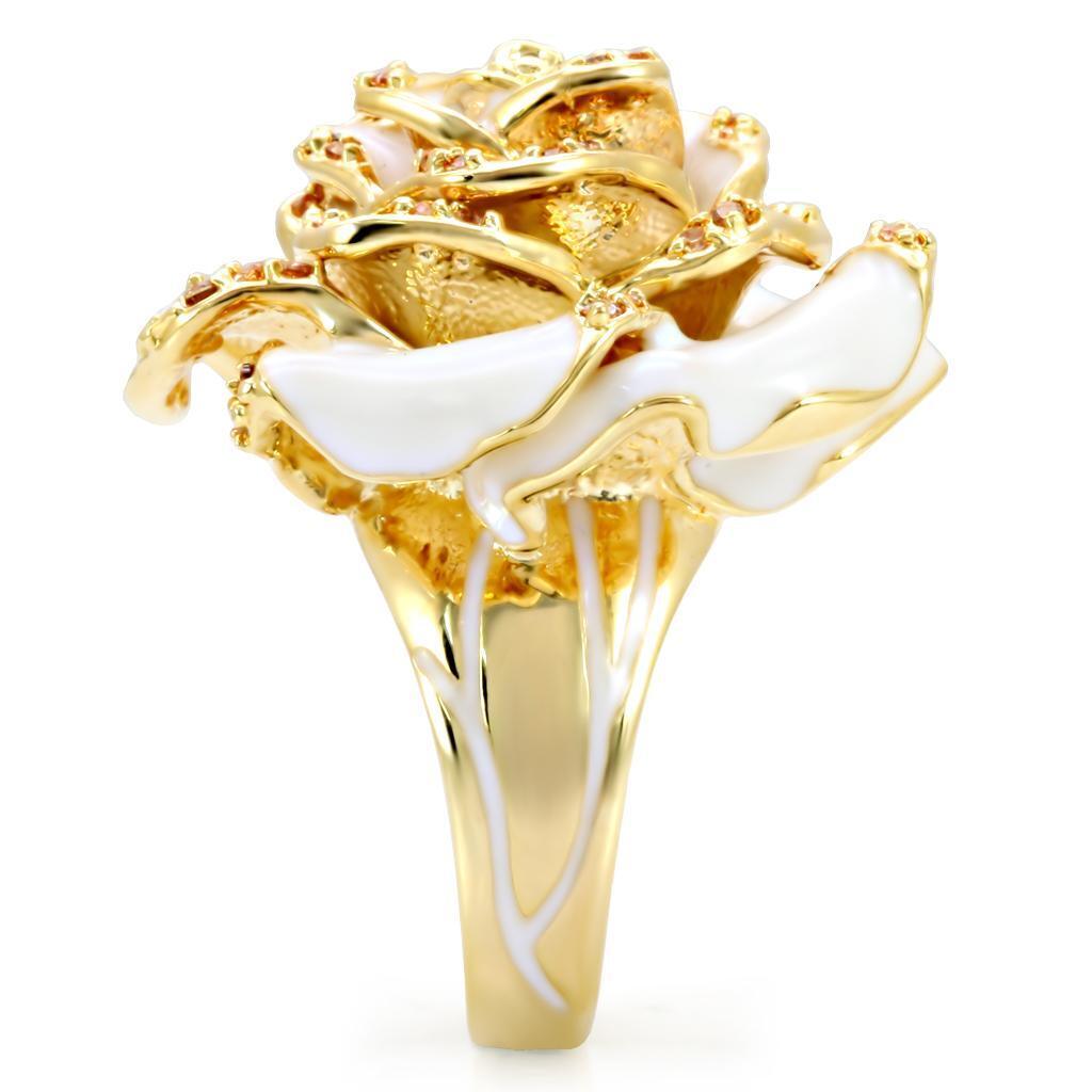 Gold Brass Ring with AAA Grade CZ in Champagne