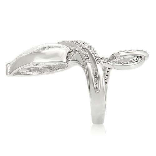 Rhodium Brass Ring with AAA Grade CZ in Clear Size 5