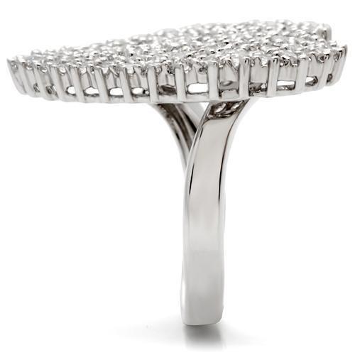 0W146 - Rhodium Brass Ring with AAA Grade CZ in Clear