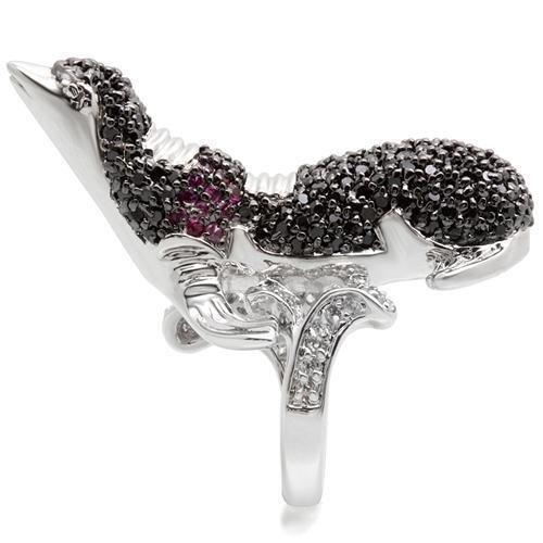0W003 - Rhodium + Ruthenium Brass Ring with AAA Grade CZ in Multi Color