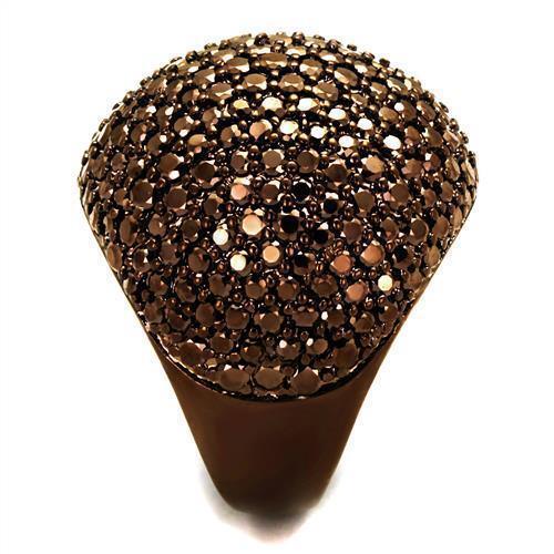 3W1101 - IP Coffee light Brass Ring with AAA Grade CZ in Light Coffee