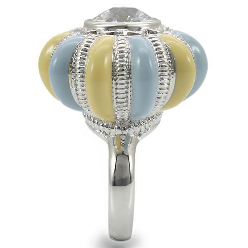 Rhodium Brass Ring with AAA Grade CZ in Clear Size 7