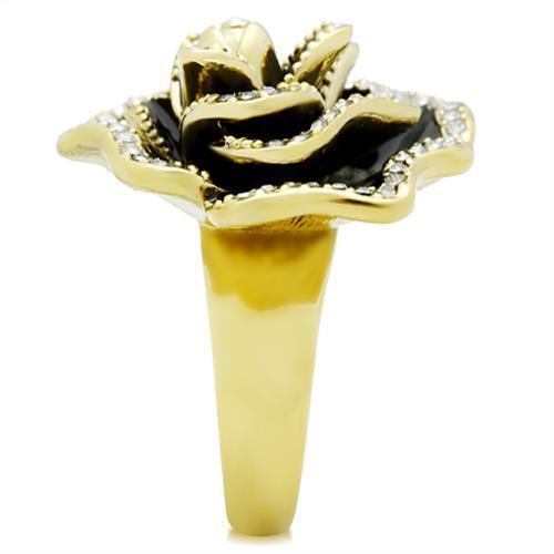 Gold(Ion Plating) Brass Ring with Top Grade Crystal in Clear
