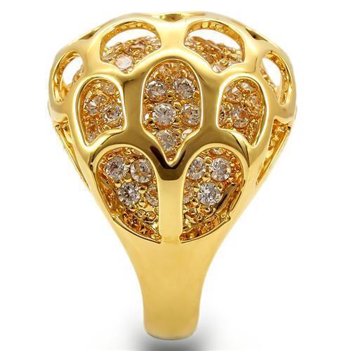 Gold Brass Ring with AAA Grade CZ in Clear Size 6