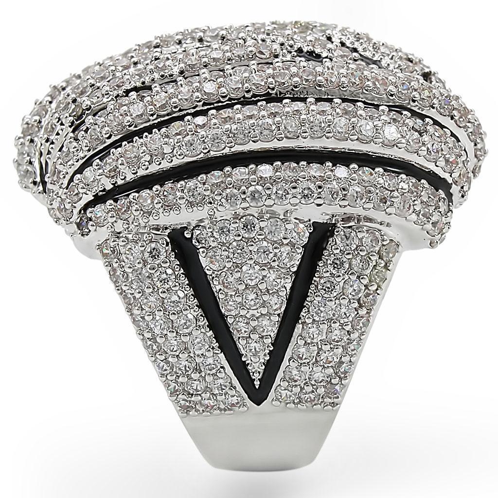Rhodium Brass Ring with AAA Grade CZ in Clear