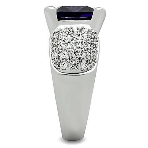 3W148 - Rhodium Brass Ring with AAA Grade CZ in Amethyst