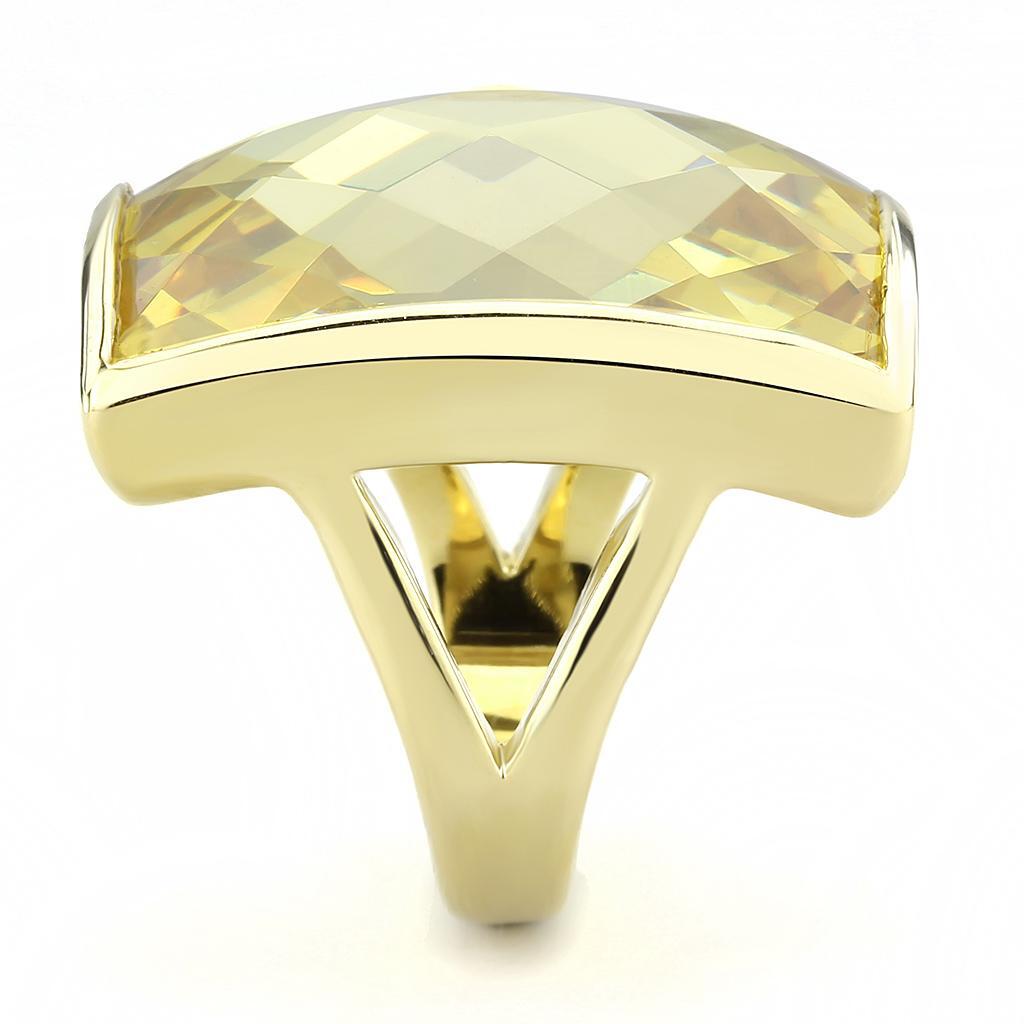 LO1251 - Gold Brass Ring with AAA Grade CZ in Topaz