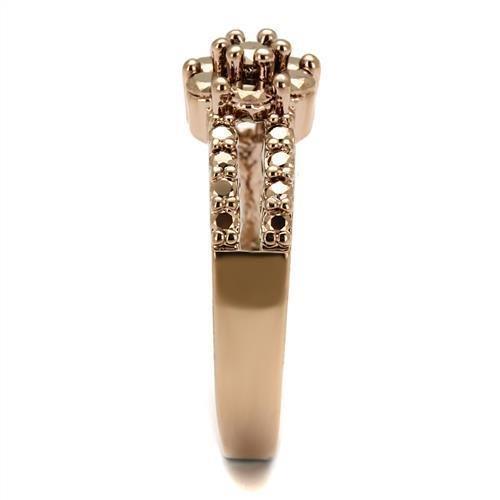3W1192 - IP Rose Gold(Ion Plating) Brass Ring with AAA Grade CZ in Metallic Light Gold